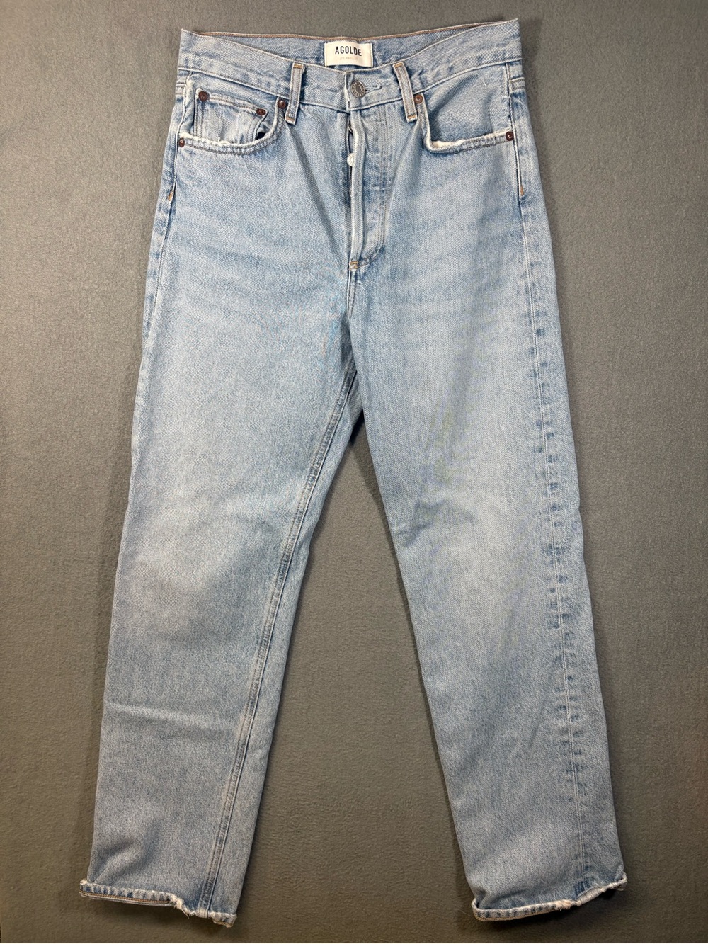 Agolde Jeans 90's Pinch Waist High Rise Straight Light Wash Blue Size 23